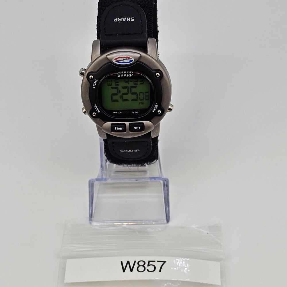 VTG Sharp Men's Digital Watch 40MM Large Gray Case Black Canvas Band New Battery - Picture 13 of 13